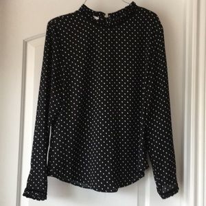 Black and white polka dot button back shirt